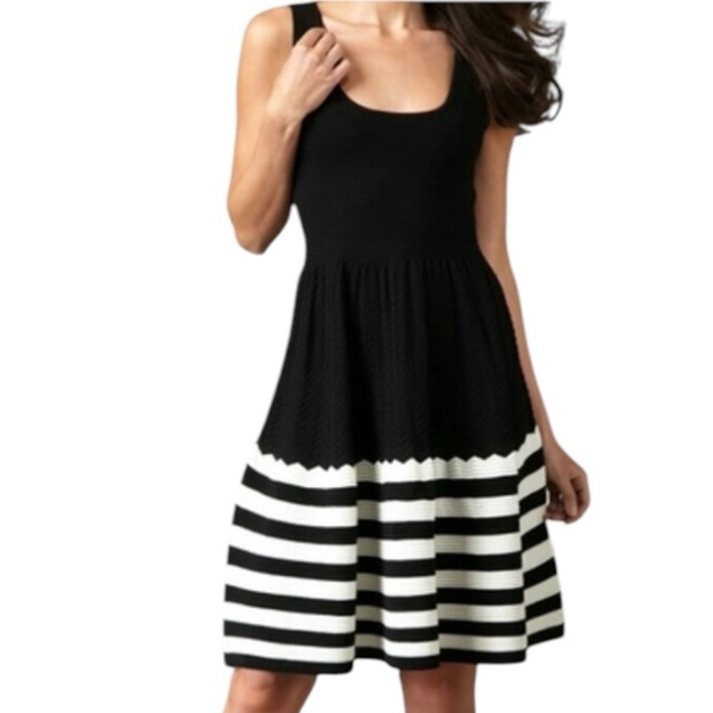 Kate Spade‎ Sandra 100% Wool Ribbed Mini Dress Striped Black White Size XS Party - Picture 12 of 12